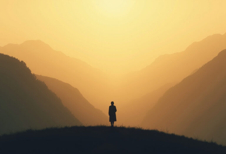 What is qigong — a quiet practitioner at dawn in the mountains | Onenergy qigong guide